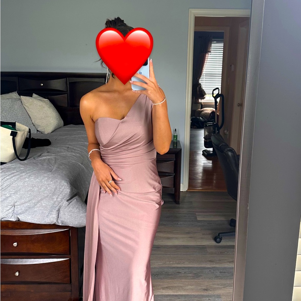 Beautiful Mauve pink One-Shoulder Dress or evening gown
